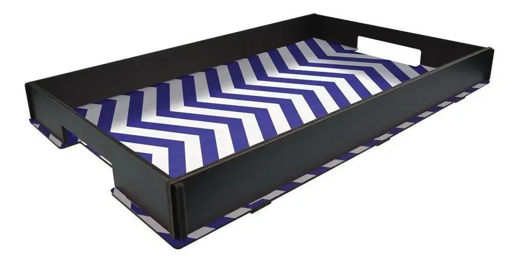 Bandeja Cafe Da Manha - Zig Zag Azul E Branco