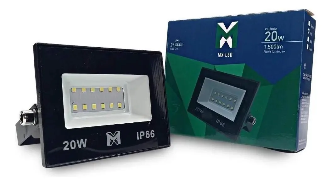 Kit 5 Refletores Holofote Led 20w Quente