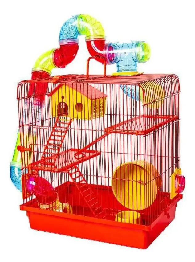 Gaiola Para Hamster Tubo Super Luxo Vermelha