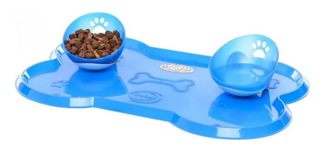 Jogo Americano Osso 2 Comedouro Inclinado Azul