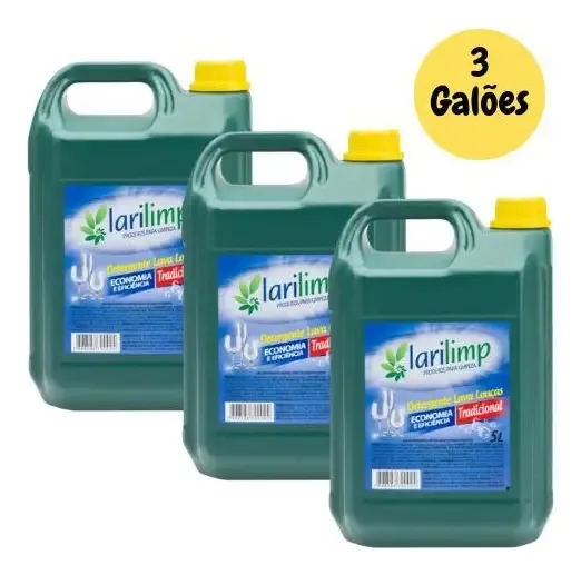 Kit 3 - Detergente Lava Louças Neutro Concentrado 5 Litros