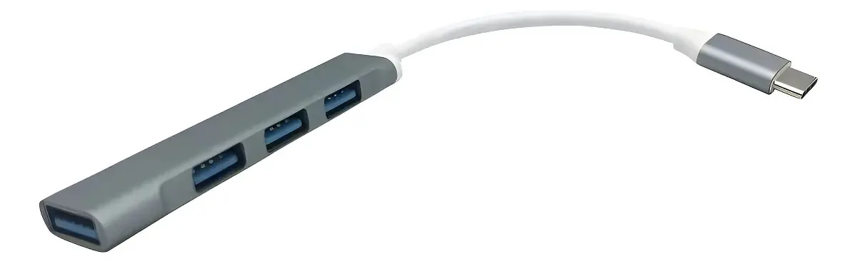 Hub Usb-c Com 4 Portas 1 Usb 3.0 + 3 Usb 2.0 Chumbo Oex
