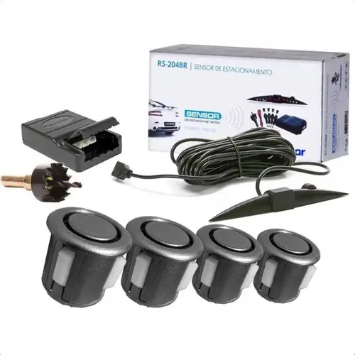 Sensor Estacionamento Ré 4 Sensores Display Preto Fosco