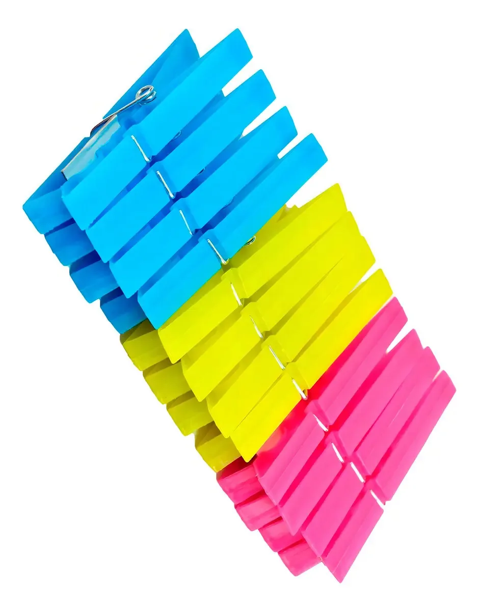 48 Prendedor Pregador Plástico Colorido Roupas Varal 8x1cm
