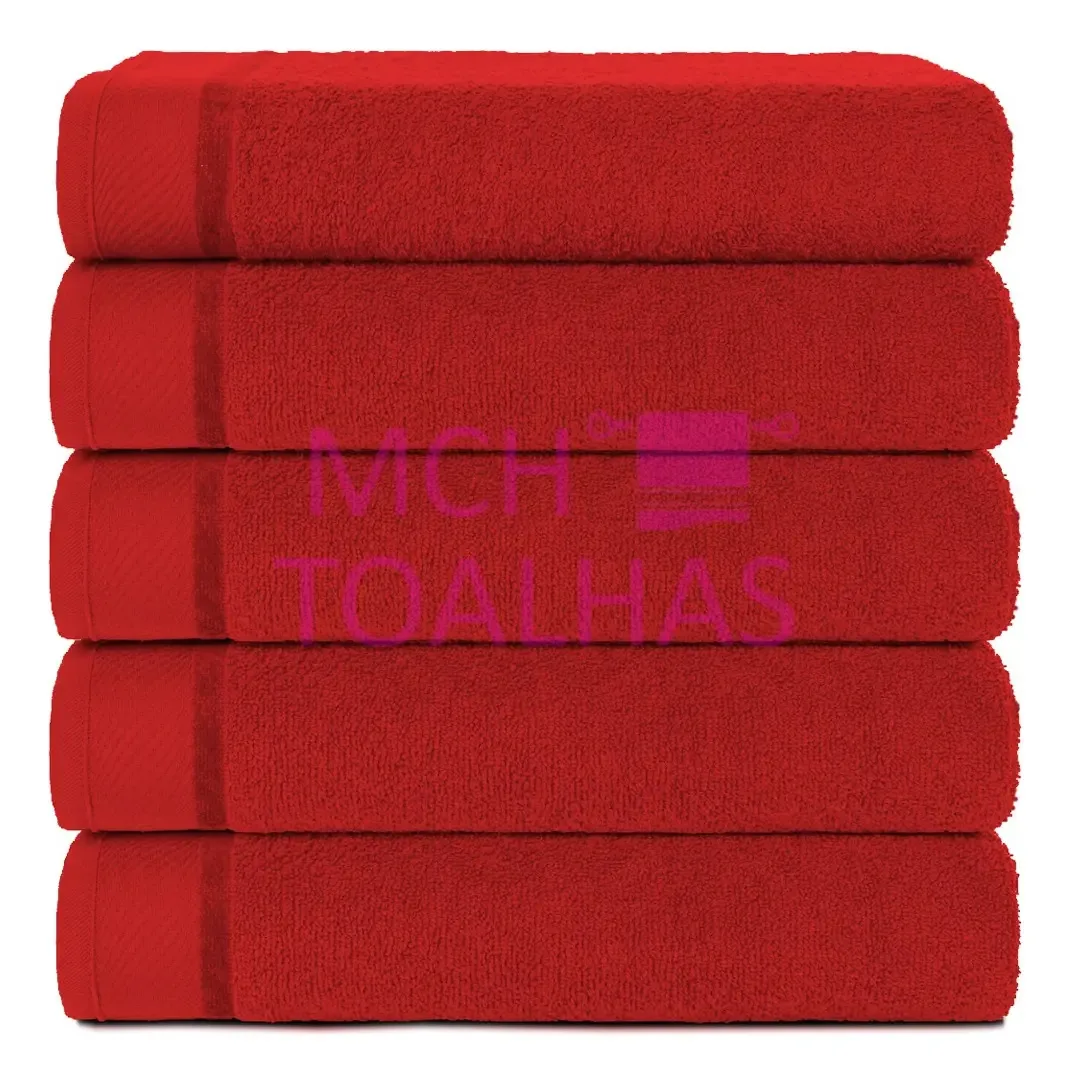 Kit 50 Toalhas Banho Banhão Canadá Toalha Gigante 360 Gramas Cor Vermelho Lisa