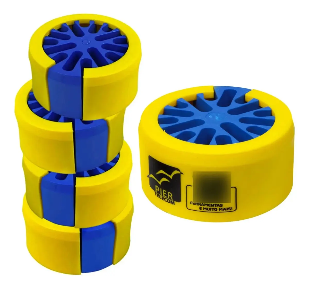Kit C/ 05 Organizadores De Cabos Até 38 Cabos Tipo Pente Lan Azul/amarelo