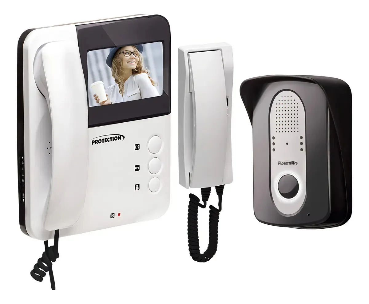 Vídeo Porteiro Color + Extensão De Áudio Branco Cor Branco/Cinza
