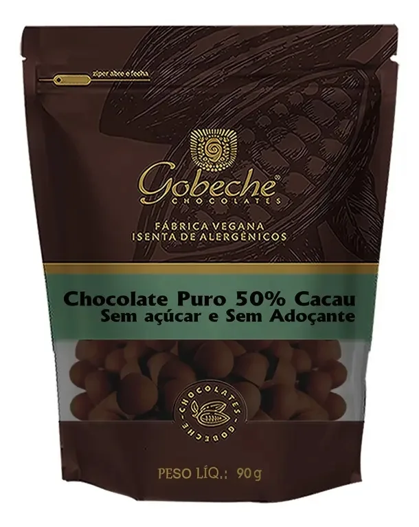 GOBECHE Gotas Chocolate 50% Cacau sem Açúcar e sem Adoçante