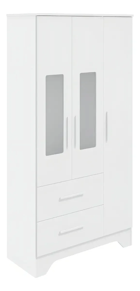 Guarda Roupas Popy Peroba Infantil 3 Portas E Visor Branco