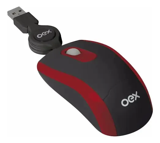 Mouse Óptico Ms201 Preto E Vermelho - Oex