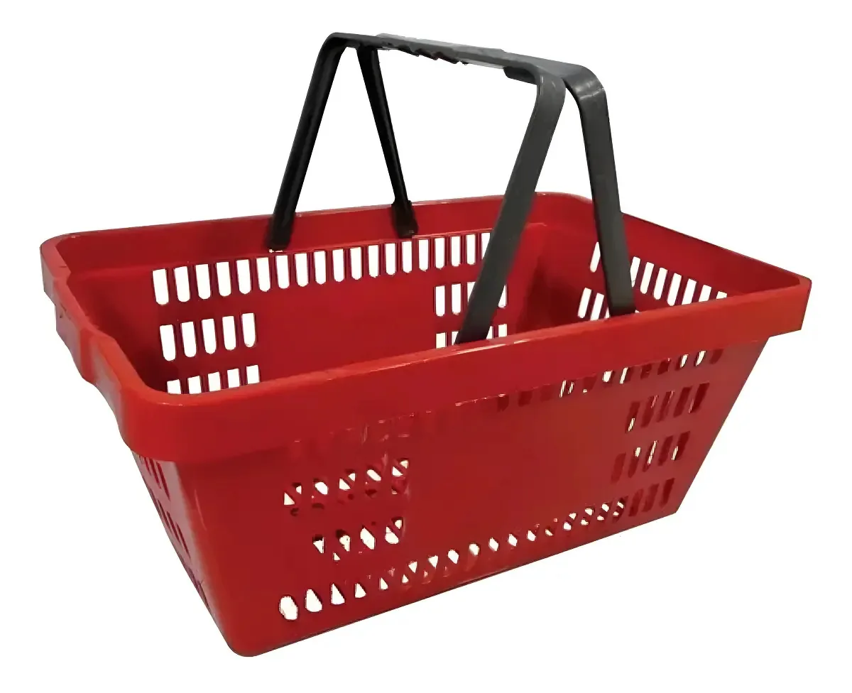 Cesta para Supermercado 13 Litros Vermelha Alça Reforçada Plástico
