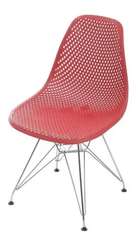 Cadeira Colmeia Base Cromada Jantar Or Design 1119 Cor Da Estrutura Da Cadeira Vermelho