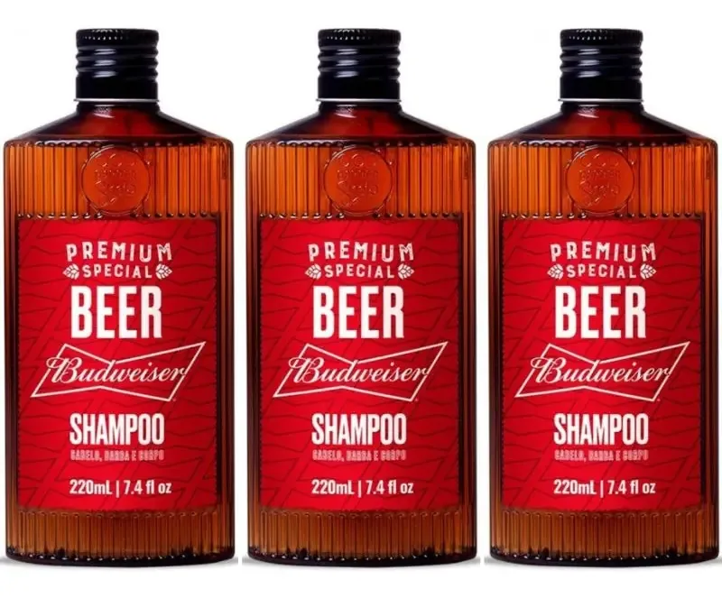 3 Shampoos Budweiser 220ml - Qod Barber Shop