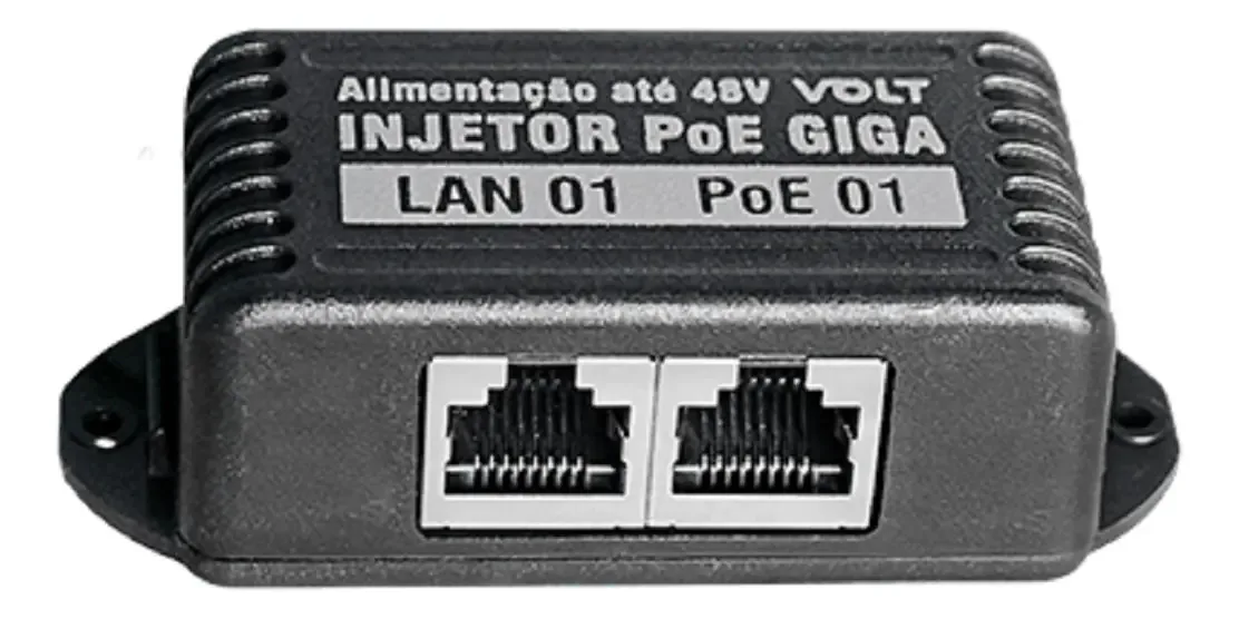 Injetor PoE Gigabit Volt 12 a 48V 1,5A RJ45 IEEE 802.3at