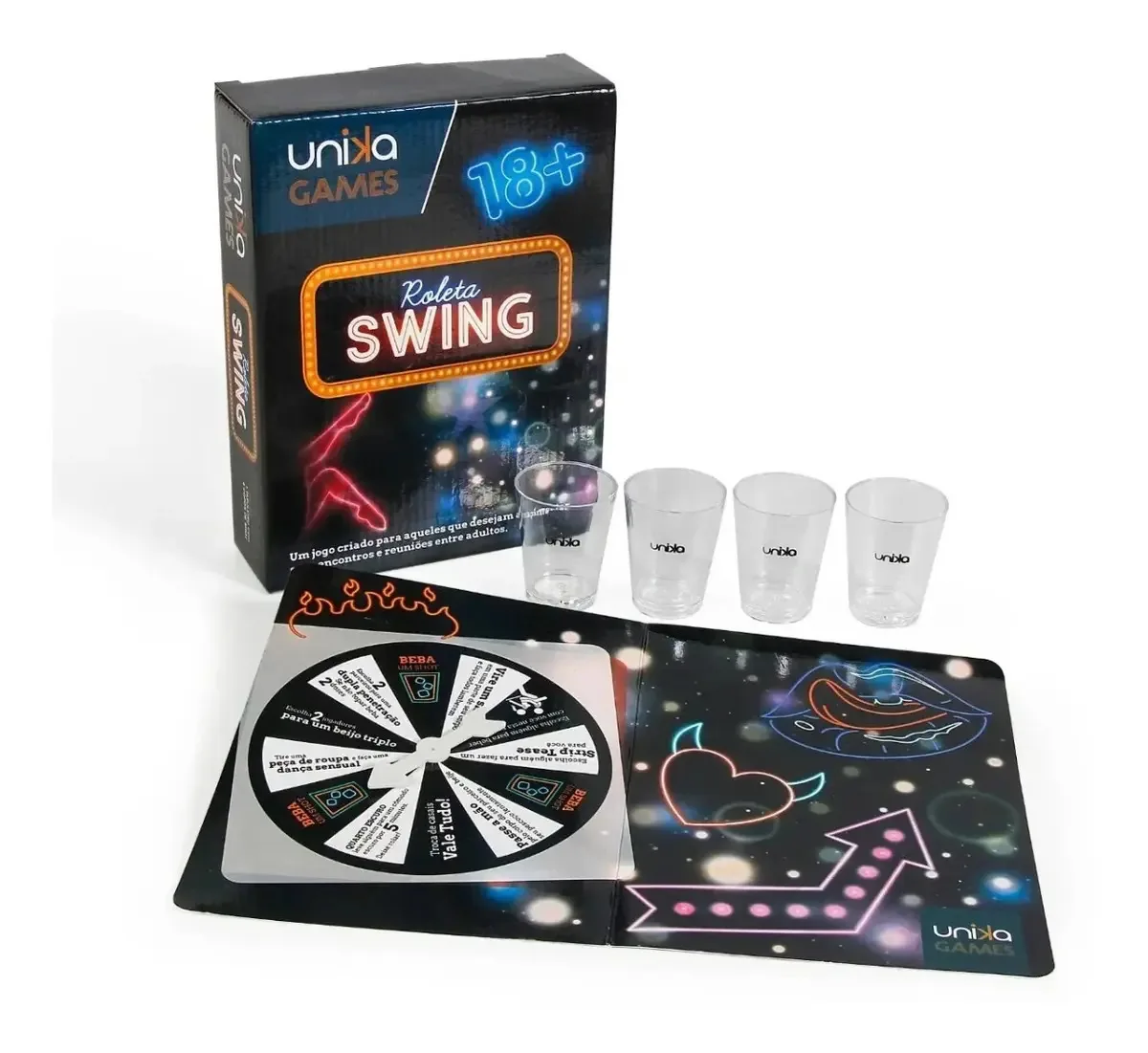 Jogo de Roleta Unika Swing para Casais com 4 Copos de Shot