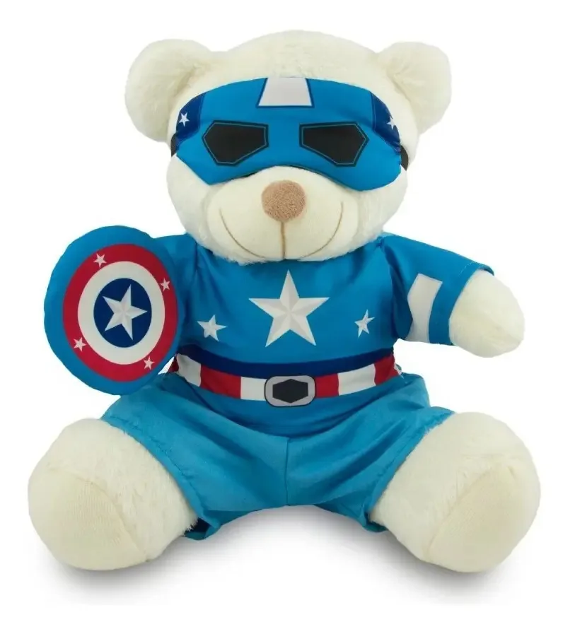 Brinquedo De Pelúcia Urso Herói 25cm Presente Criança Cor Soldado Estrela