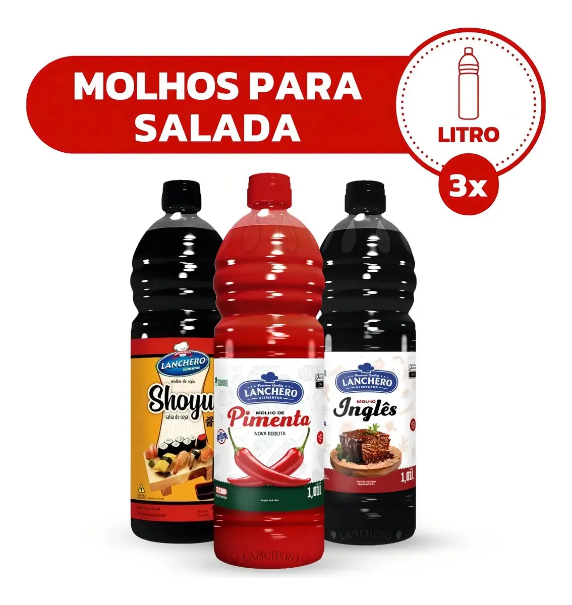 Combo Molhos Para Salada Frasco 1 Litro Lanchero