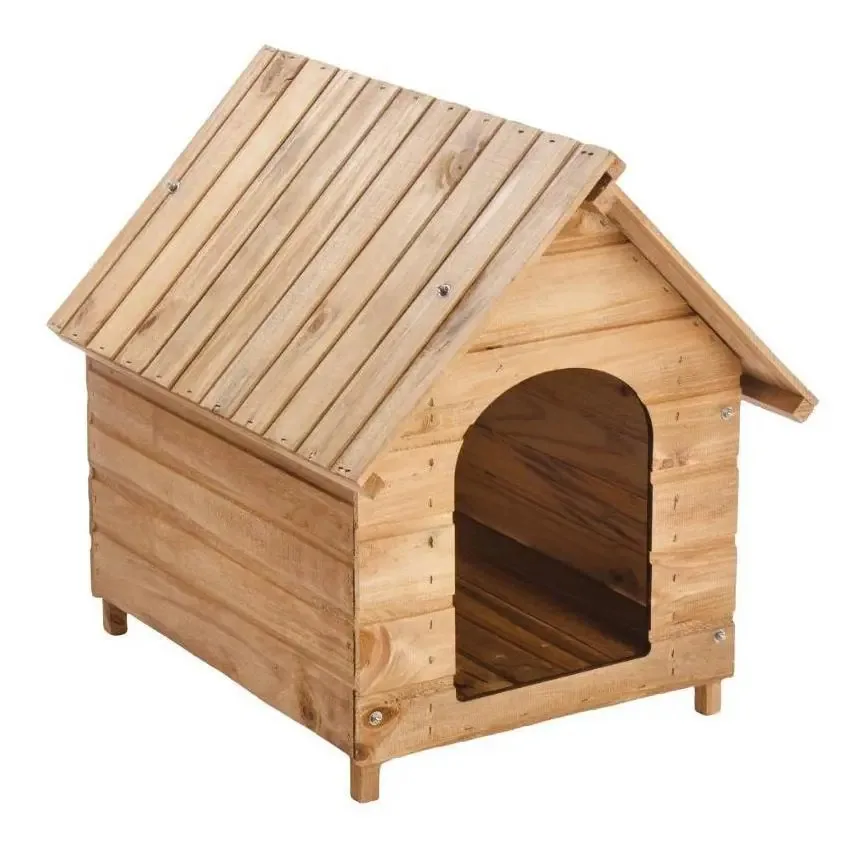 Casa Para Cãe Tipo Iglu Petlar Modelo Madeira-casa Para Raça Média - Marrom-claro