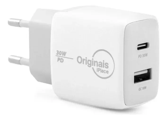 Carregador Iplace Op1ang3d1ac Usb, Usb-c De Parede Carregamento Rápida Branco