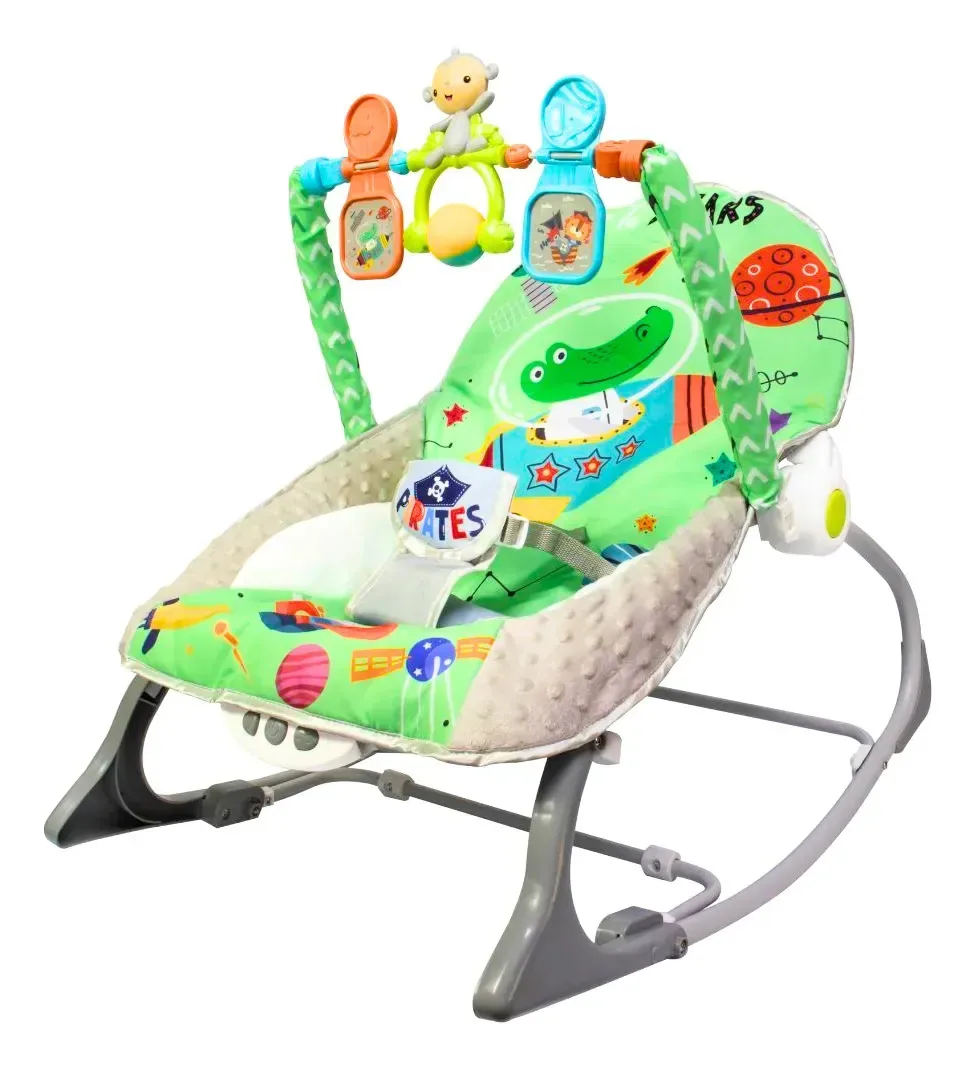 Cadeirinha Descanso Bebe Musical Balanço Vibratória Mobile Cor Verde
