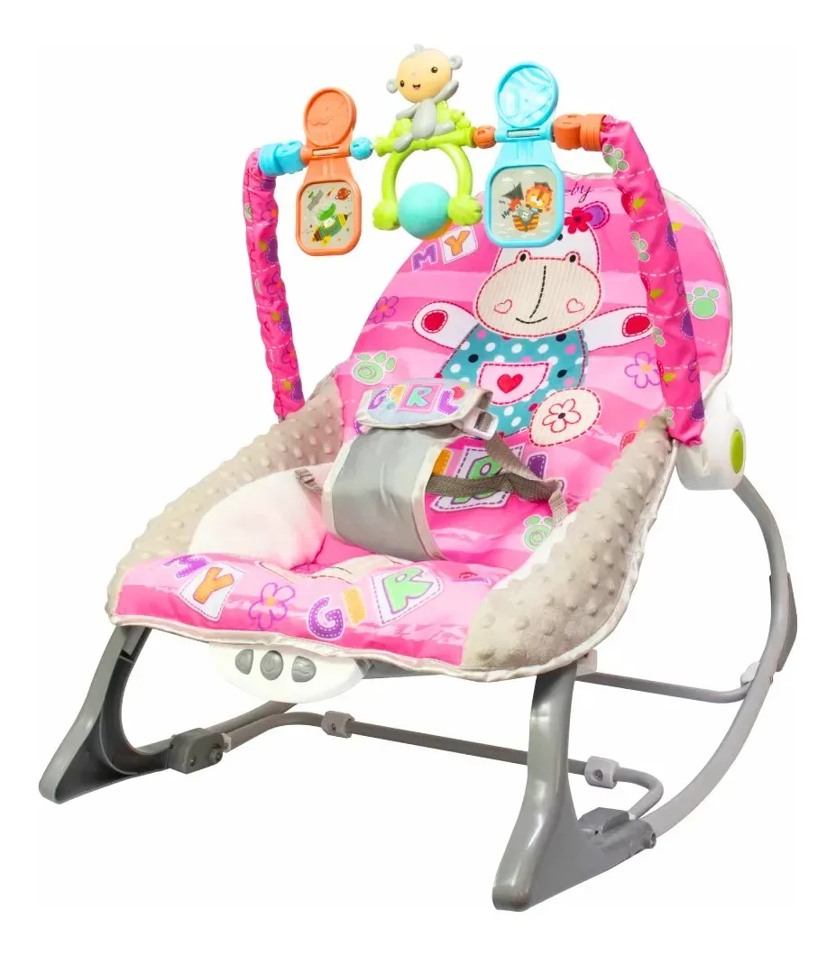 Cadeirinha De Descanso Musical Para Bebe Balanço Reclinável com Mobile Rosa - KaBaby