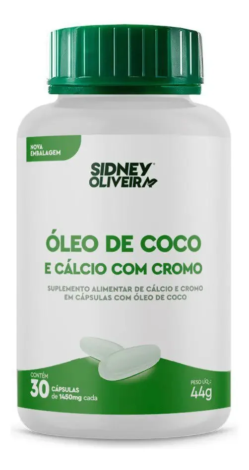 Óleo De Coco E Cálcio Com Cromo 30 Cápsulas Sidney Oliveira