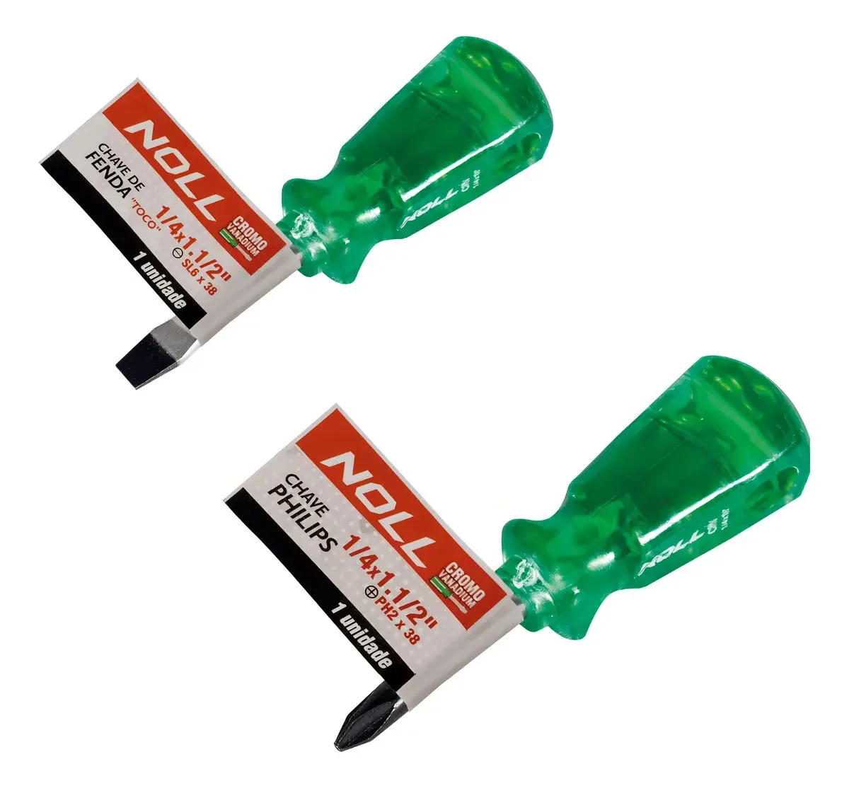 Kit C/2 Chave Fenda/philips Toco -1/4×1 1/2 (3,8cm)vanadium
