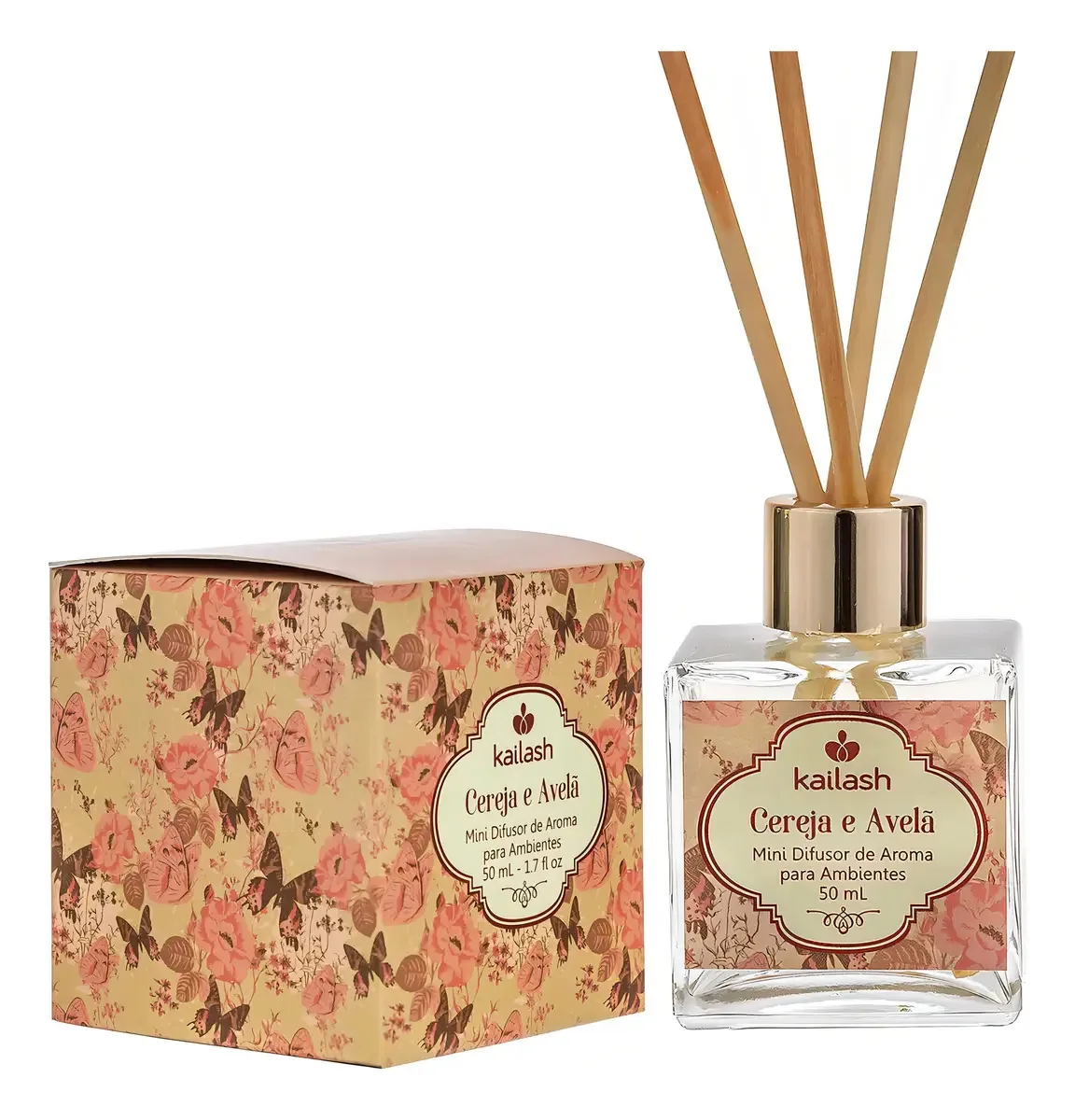 Difusor de Ambiente Kailash Cereja e Avelã 50ml Varetas Bambu