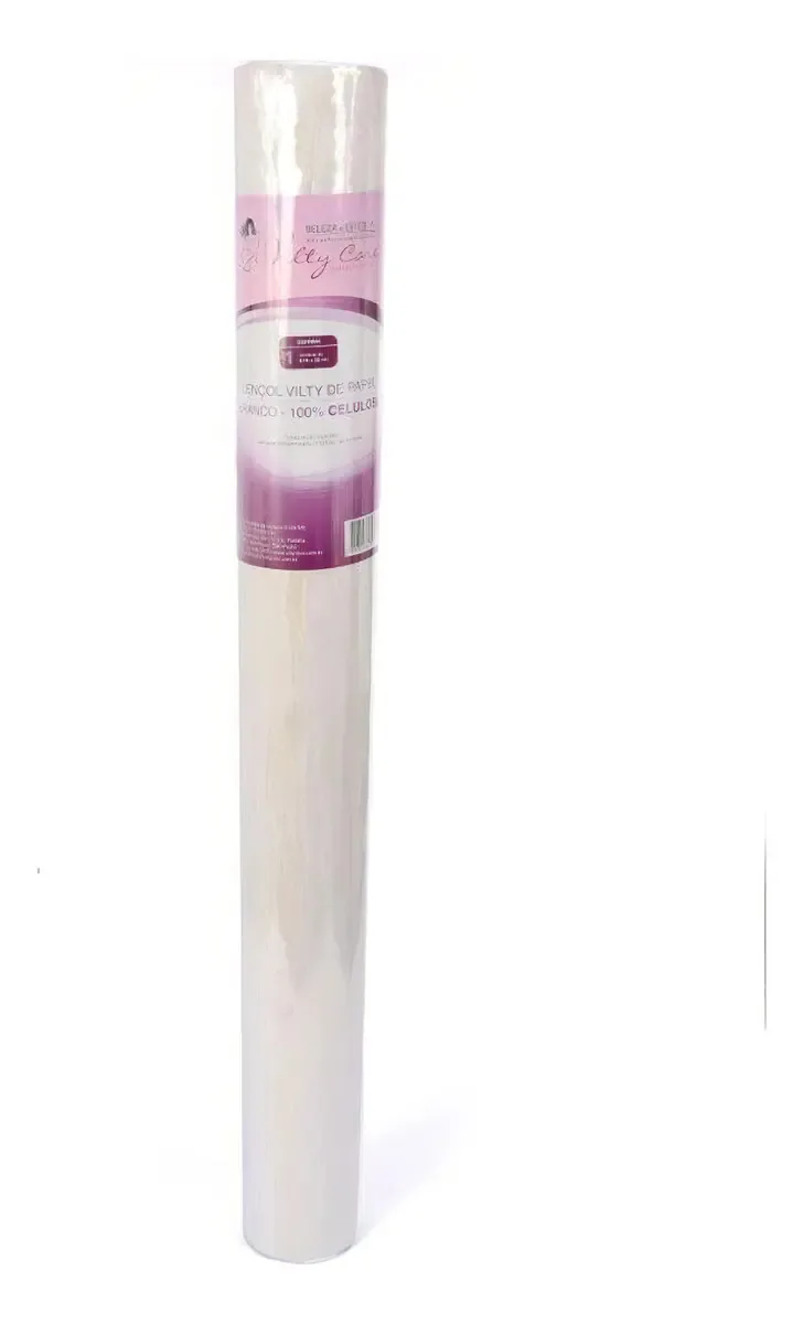 Lençol Vilty De Papel Branco Natural - Rolo 0,50cmx50m