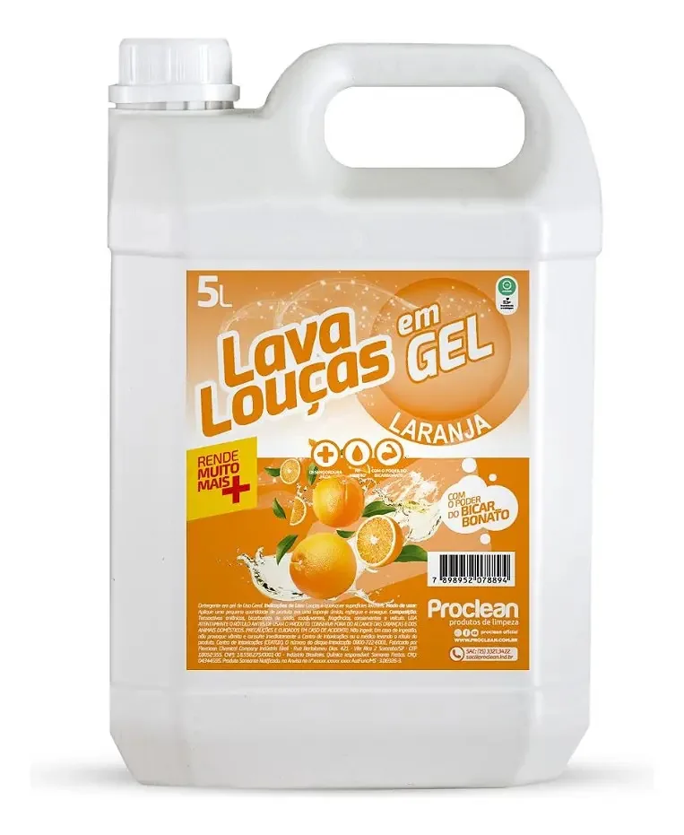 Detergente Em Gel Laranja Com Bicarbonato De Sódio 5l