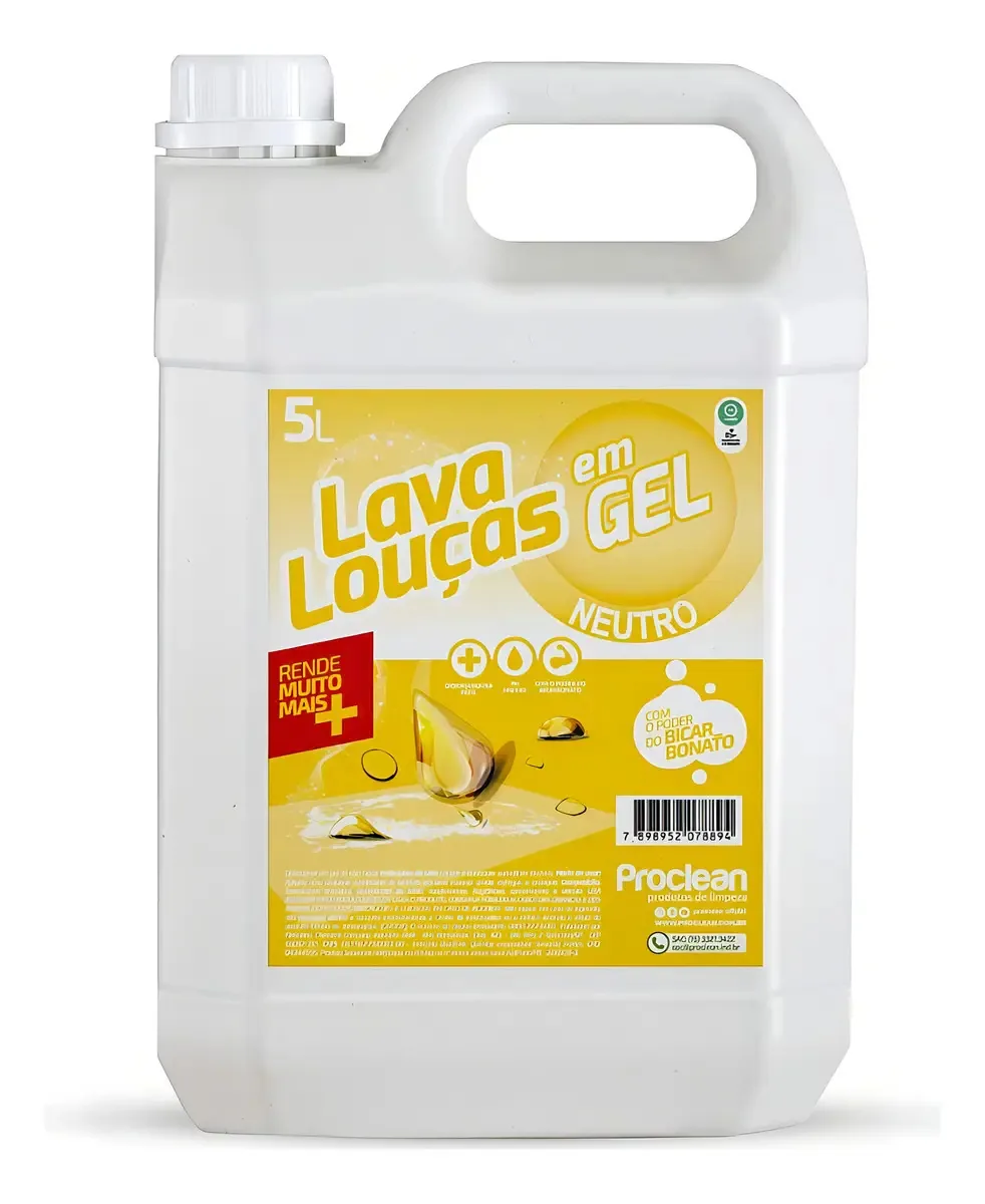 Detergente Em Gel Neutro Com Bicarbonato De Sódio 5l