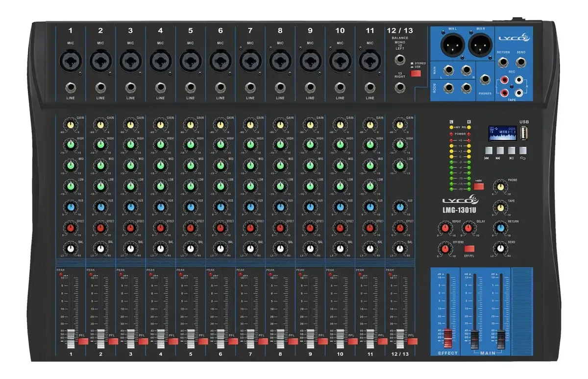 Mesa De Som Lyco Lmg-1301u - 13 Canais