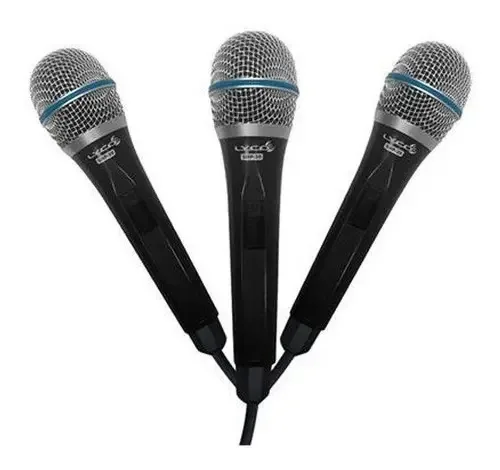 Kit 3 Microfones Com Fio Lyco Smp20 Com Cabo E Cachimbo Cor Cinza-escuro