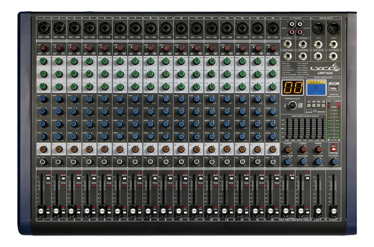 Console Lyco 16 Canais Mistura Mesa Som Lmf1604 Bluetooth