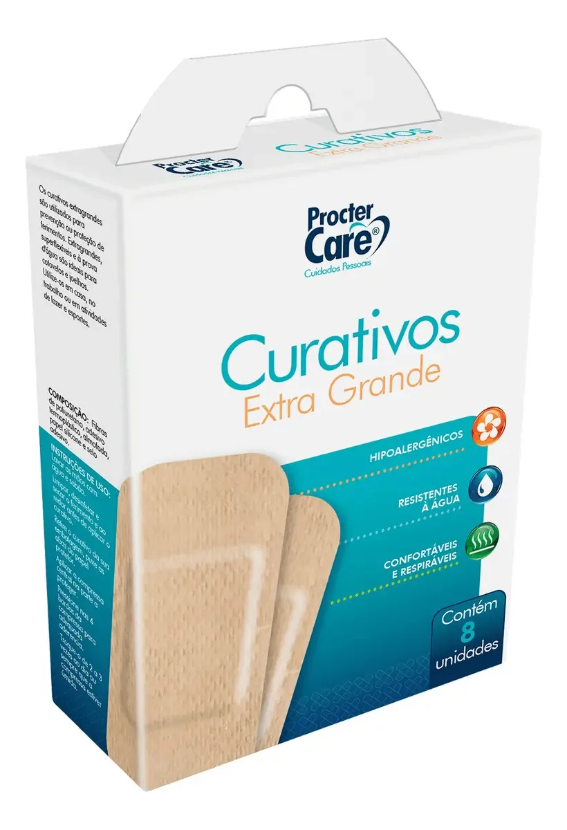 Curativos Bege Extra Grande 8 Unidades - Procter Care