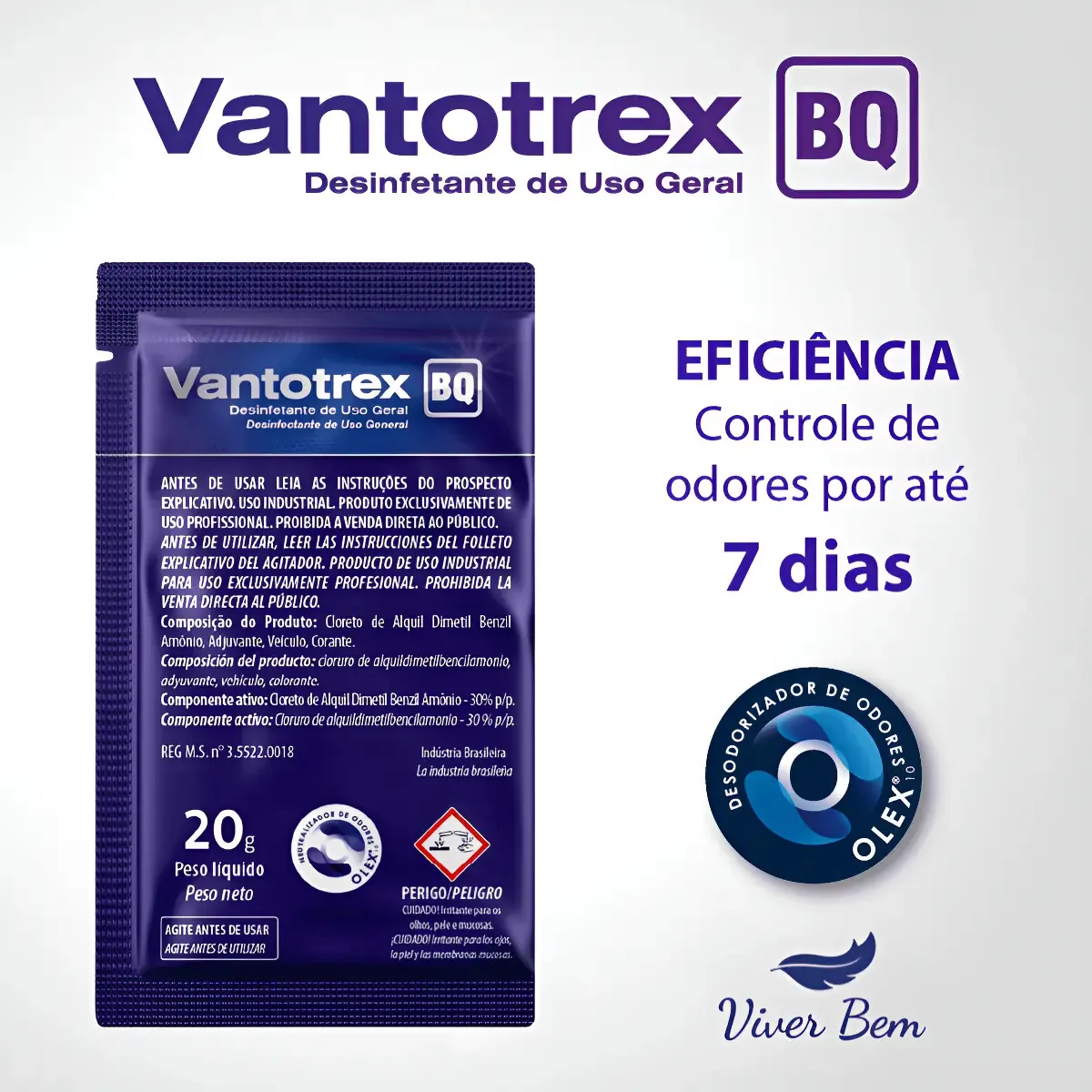 Kit Desinfetante Banheiros E Motorhome 60 Sachês Vantotrex BQ