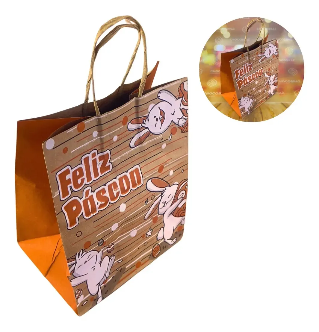 Sacola Kraft Pascoa Bunny 20x15x25cm C.10 Lc Embalagens