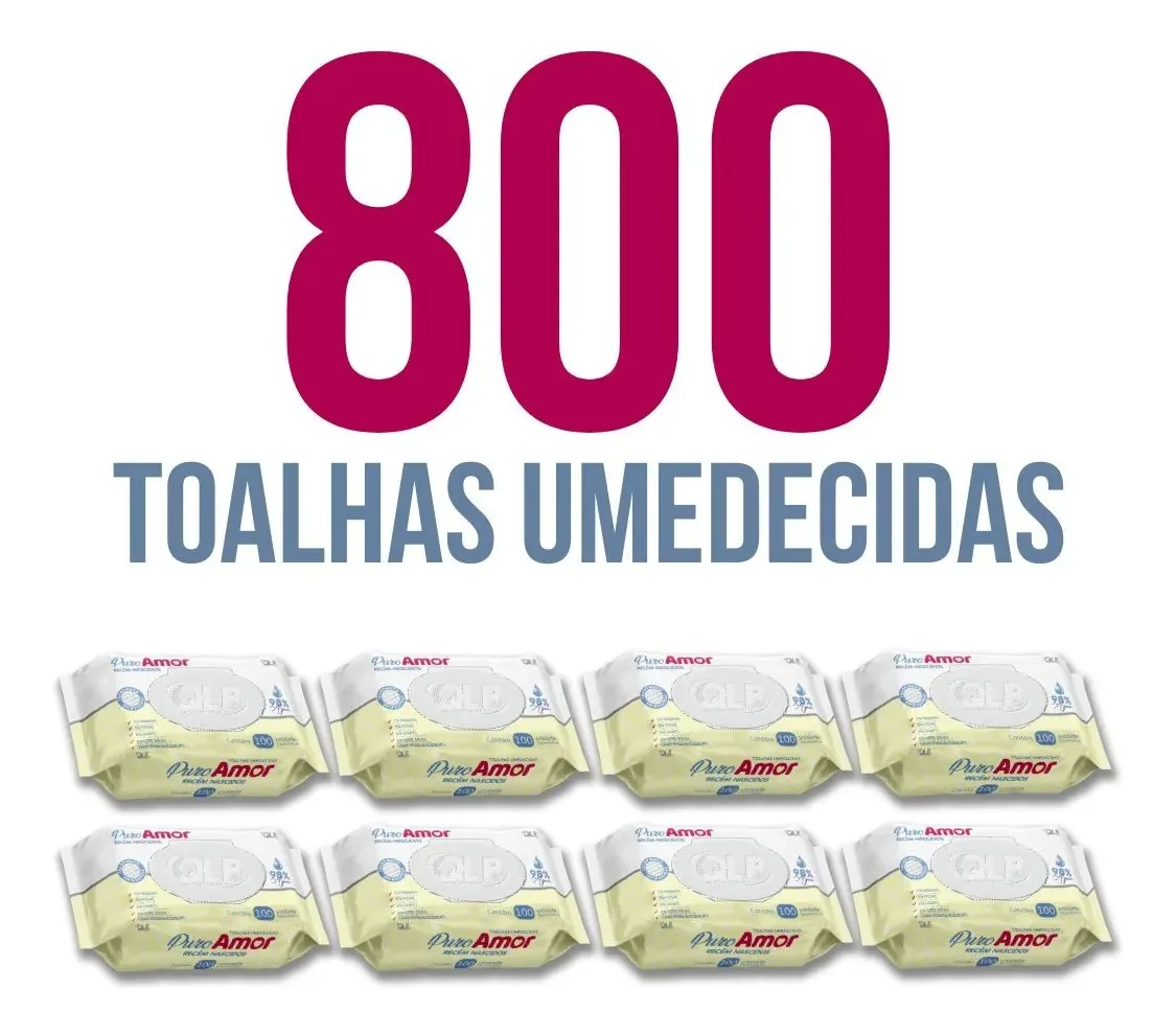 Kit 800 Toalhas Umedecidas Puro Amor Rn - 98% Água