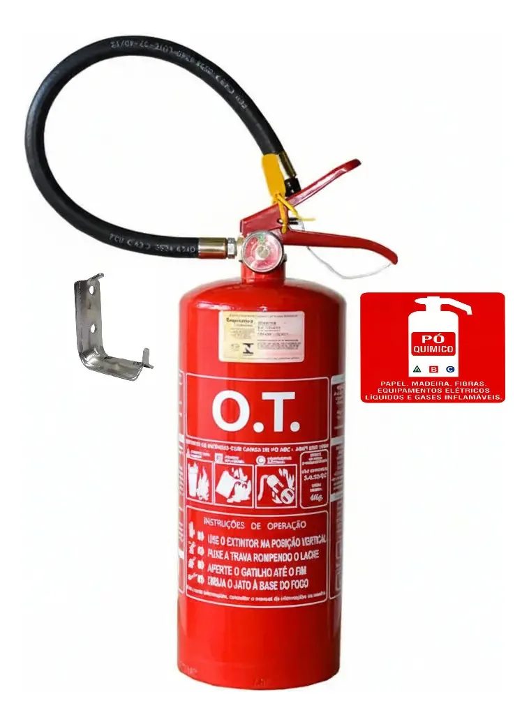 Extintor ABC 4kg Acro Incêndio O.T com Suporte e Placa PQS Automotivo
