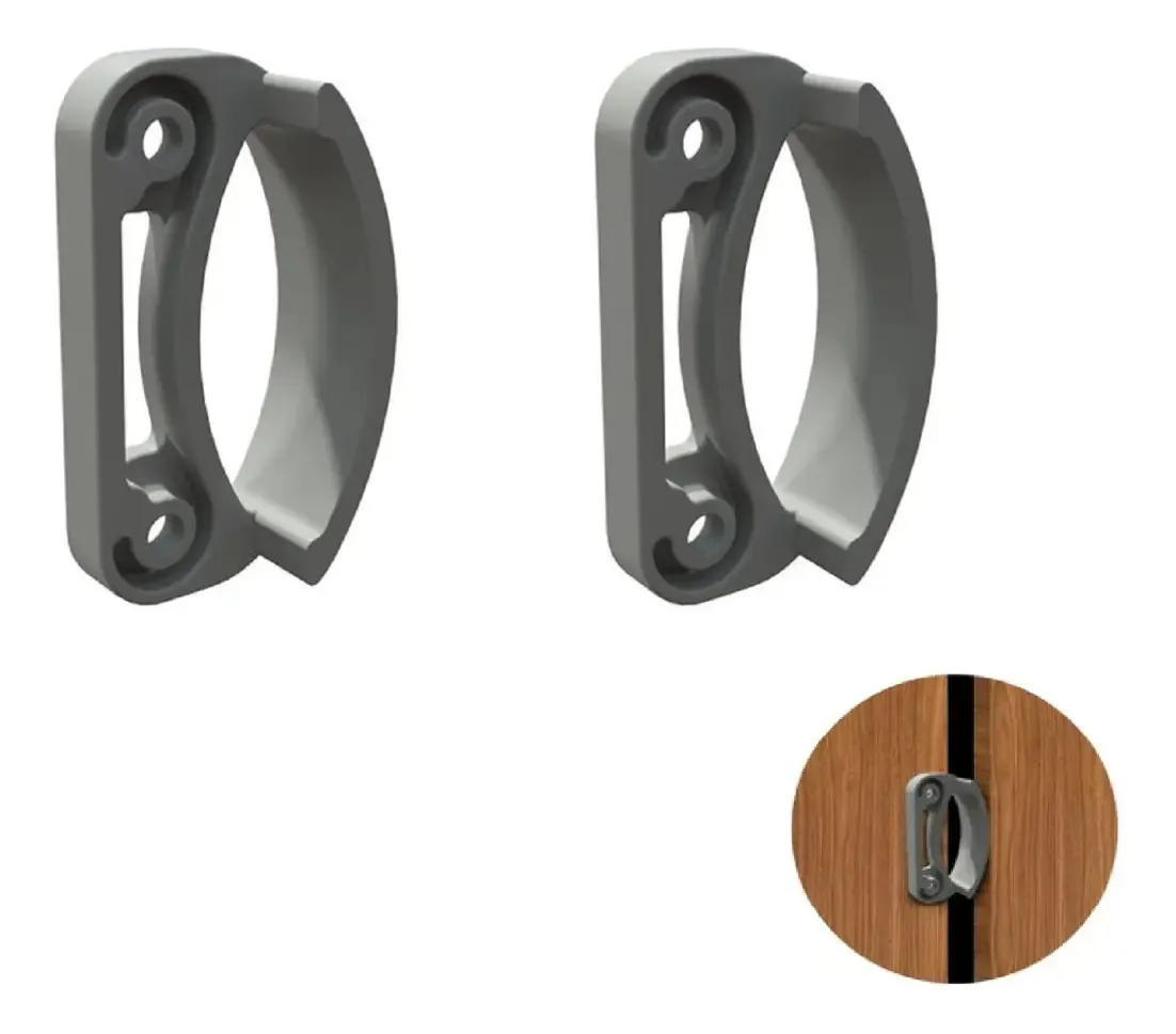 Kit 2 Batente Pvc Rometal Portas Correr Sobrepor BR Soft Cinza