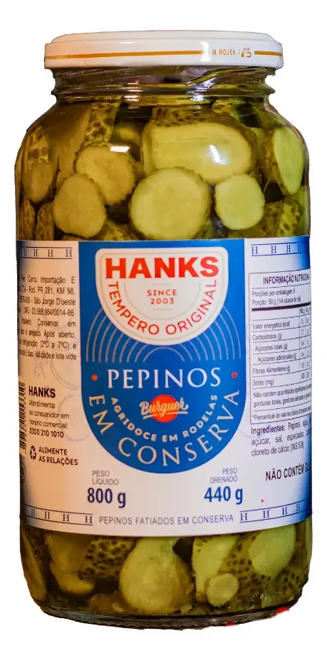 Pepino Em Conserva Hanks Rodelas 440g Agridoce