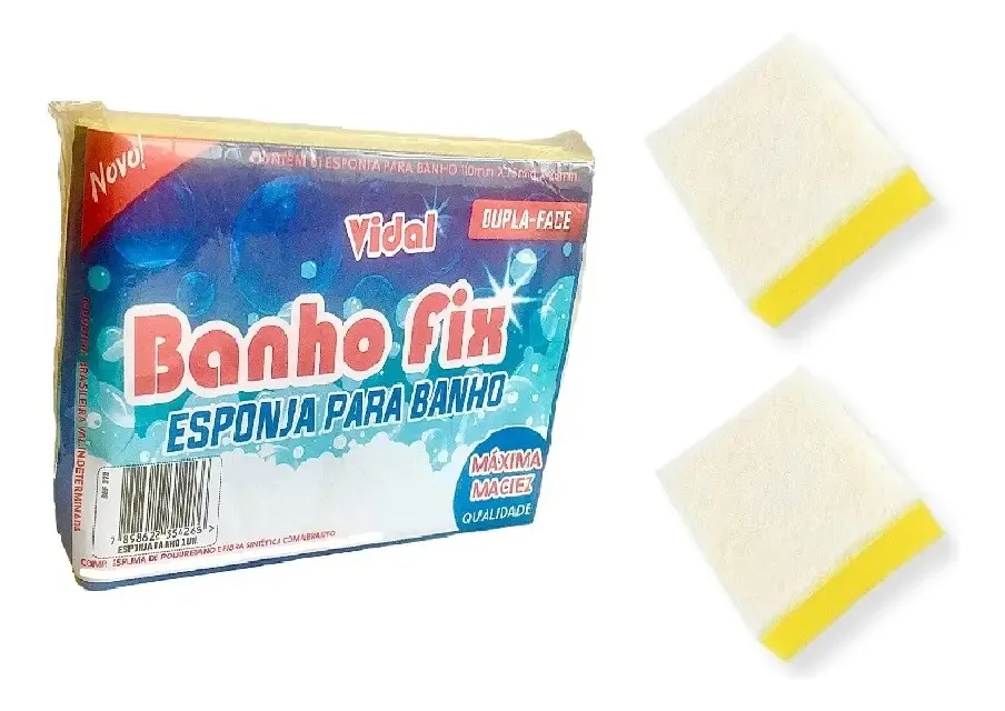 Kit 3 Esponjas Multiuso Banho Cozinha Dupla Face Limpeza
