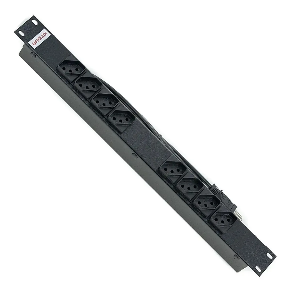 Régua Extensão Tomada Rack Profissional Energia Elétrica Metálico 8 Tomadas Fiolux Preto