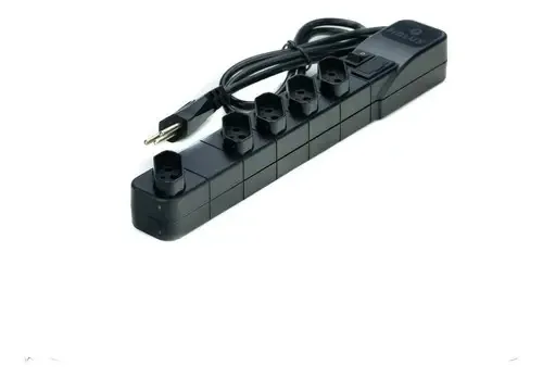 Filtro De Linha Slim Fiolux 4 Tomadas + 1 Tomada Espaçada Cor Preto