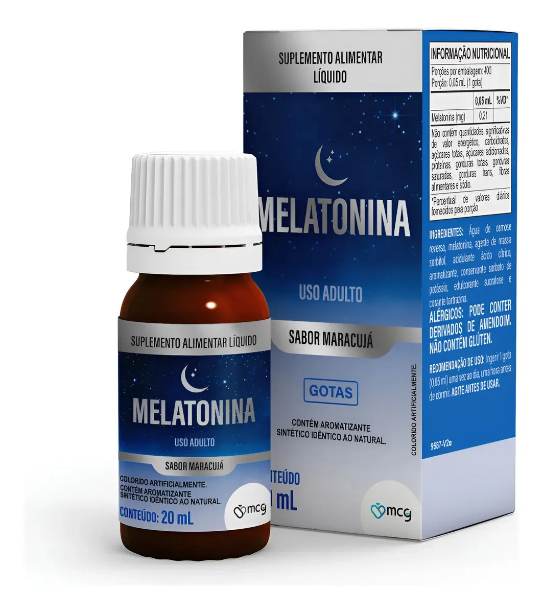 Melatonina Gotas 20ml Reduz E Relaxa Mcg Maracujá