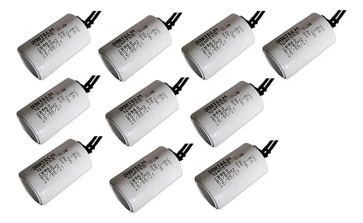 Kit 10 Capacitores Motor Portão Eletrônico 12uF AC Alltech