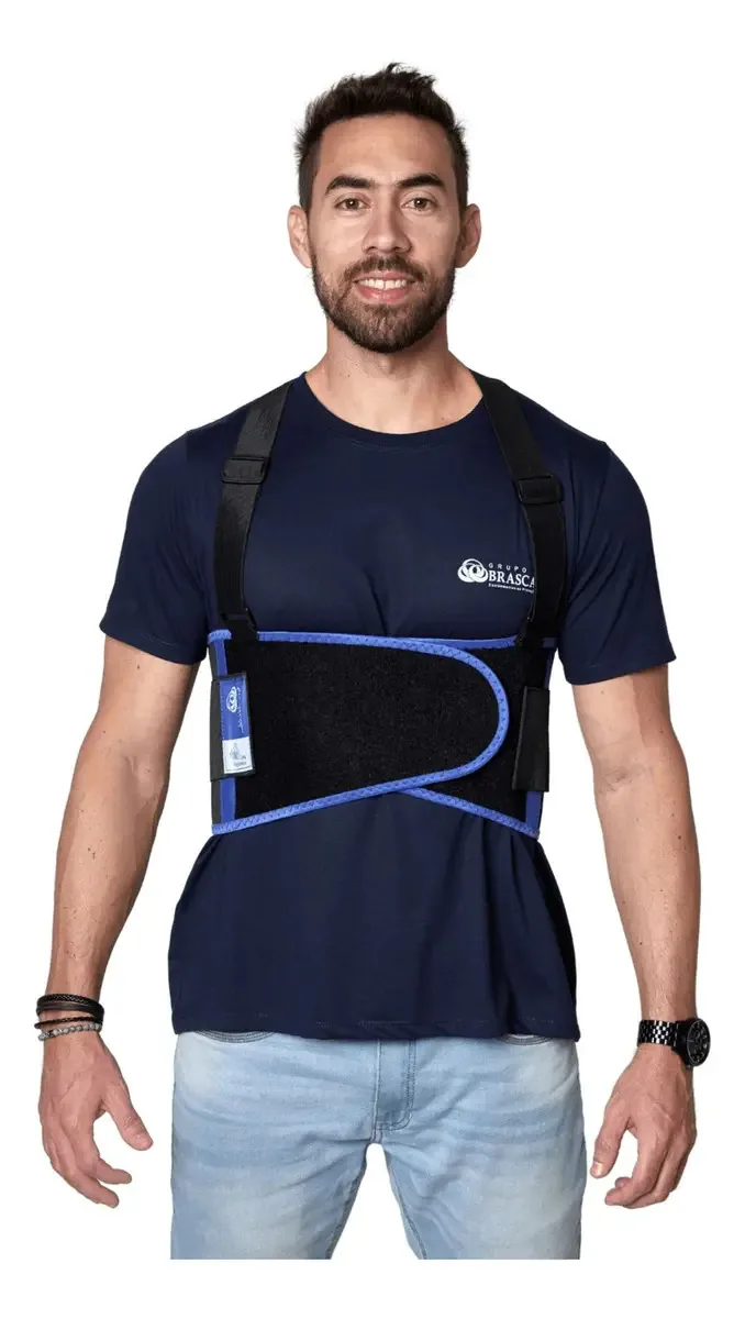 Cinto Ergonômico Preto Com Refletivo Brascamp Tamanho M