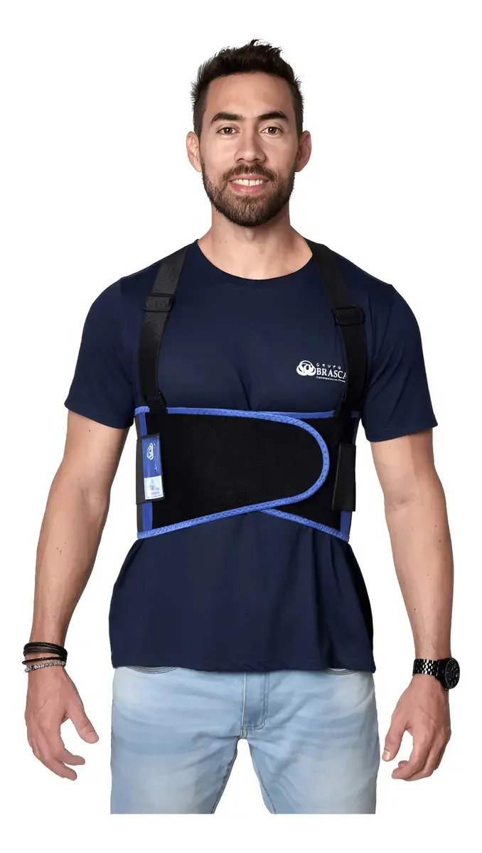 Cinto Ergonômico Preto Com Refletivo Brascamp Tamanho G