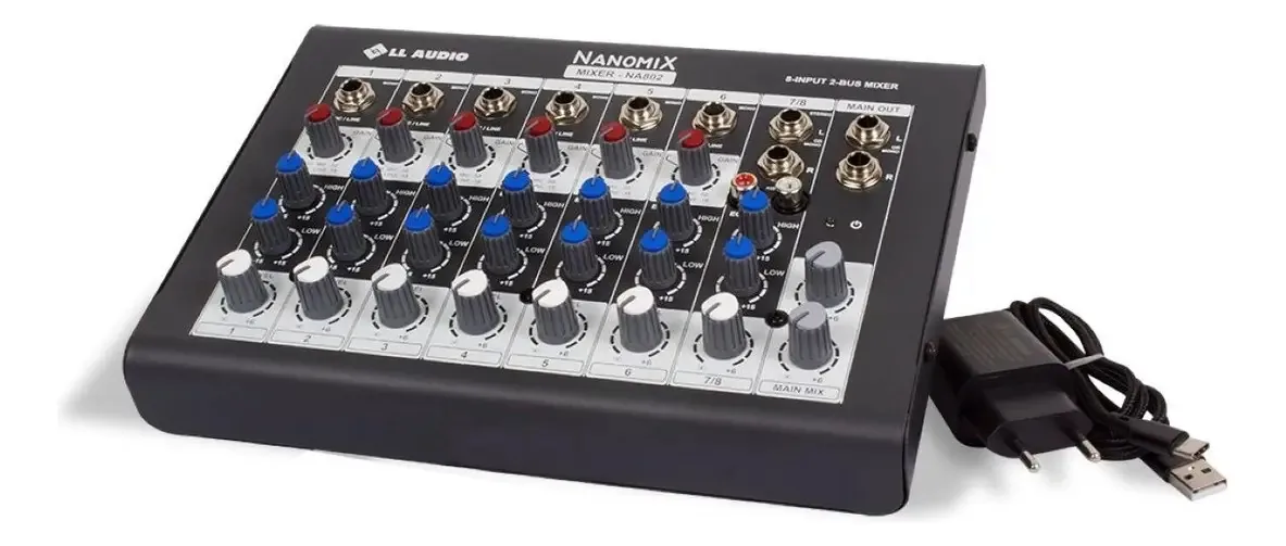 Mesa de Som Analógica L&L Nanomix 8 Canais NA802R