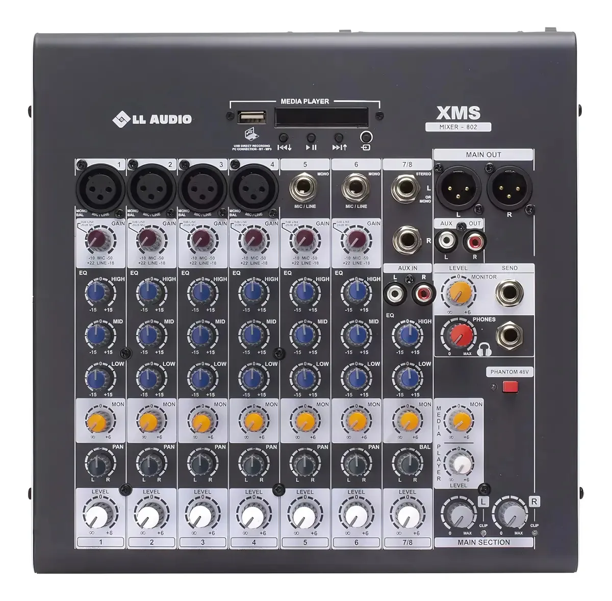 Mesa De Som Ll Audio 8 Canais Xms802 Bluetooth